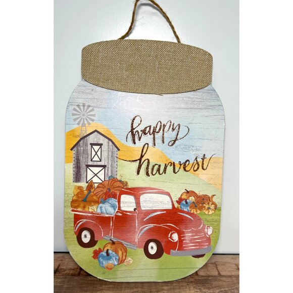 Happy Harvest Wooden Wall Hanging Sign Rustic Fall Decor - Picture 1 of 4